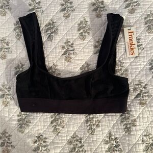 Frankie's Bikinis Black Ribbed Bikini Top